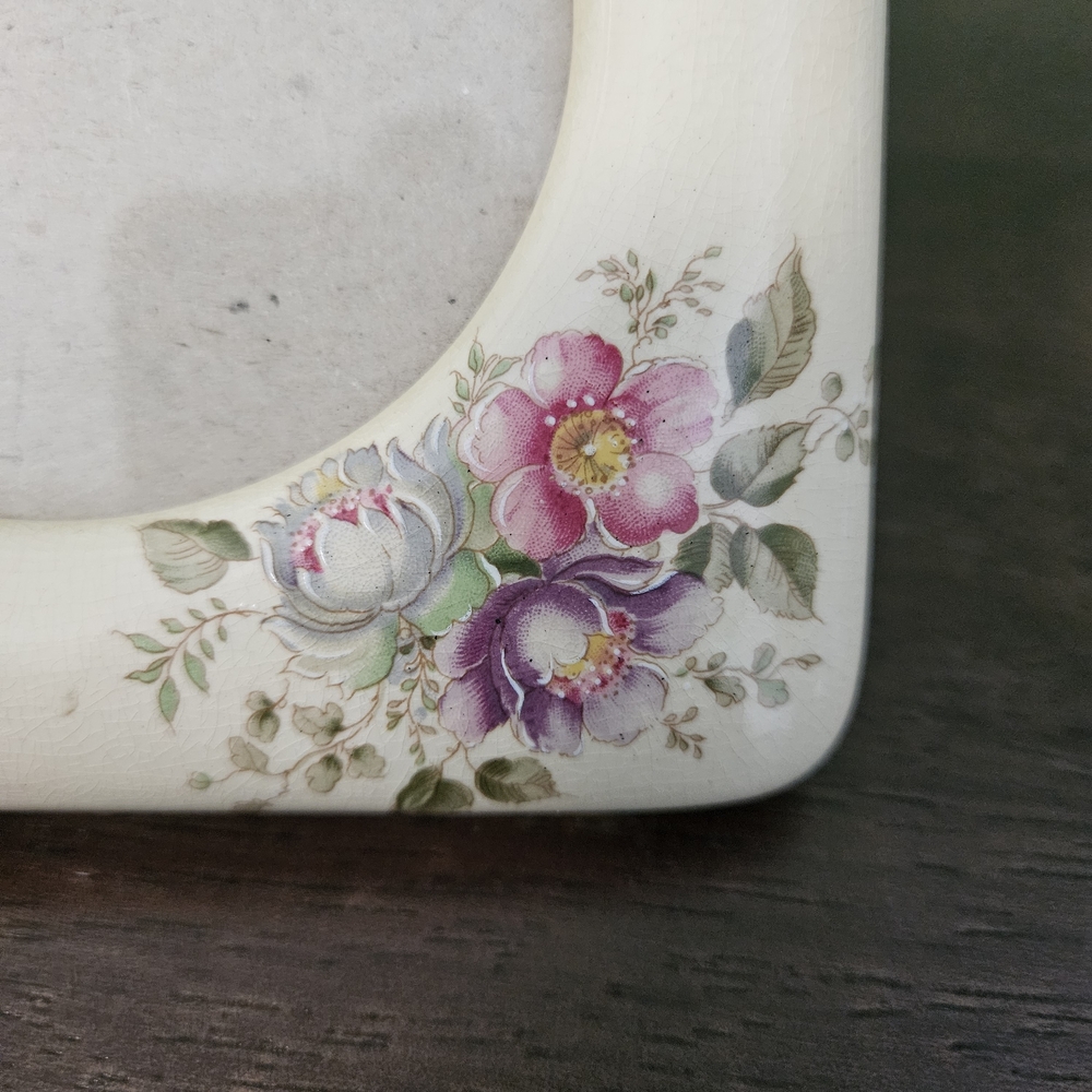Vintage Terragrafix Floral Ceramic Square 1982 Picture Frame - Picture 2 of 6
